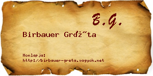 Birbauer Gréta névjegykártya